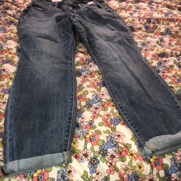 Judy Blue Denim - 💜 Judy Blue Distressed Dark-Mid Blue Boyfriend fit   Size 14 W
